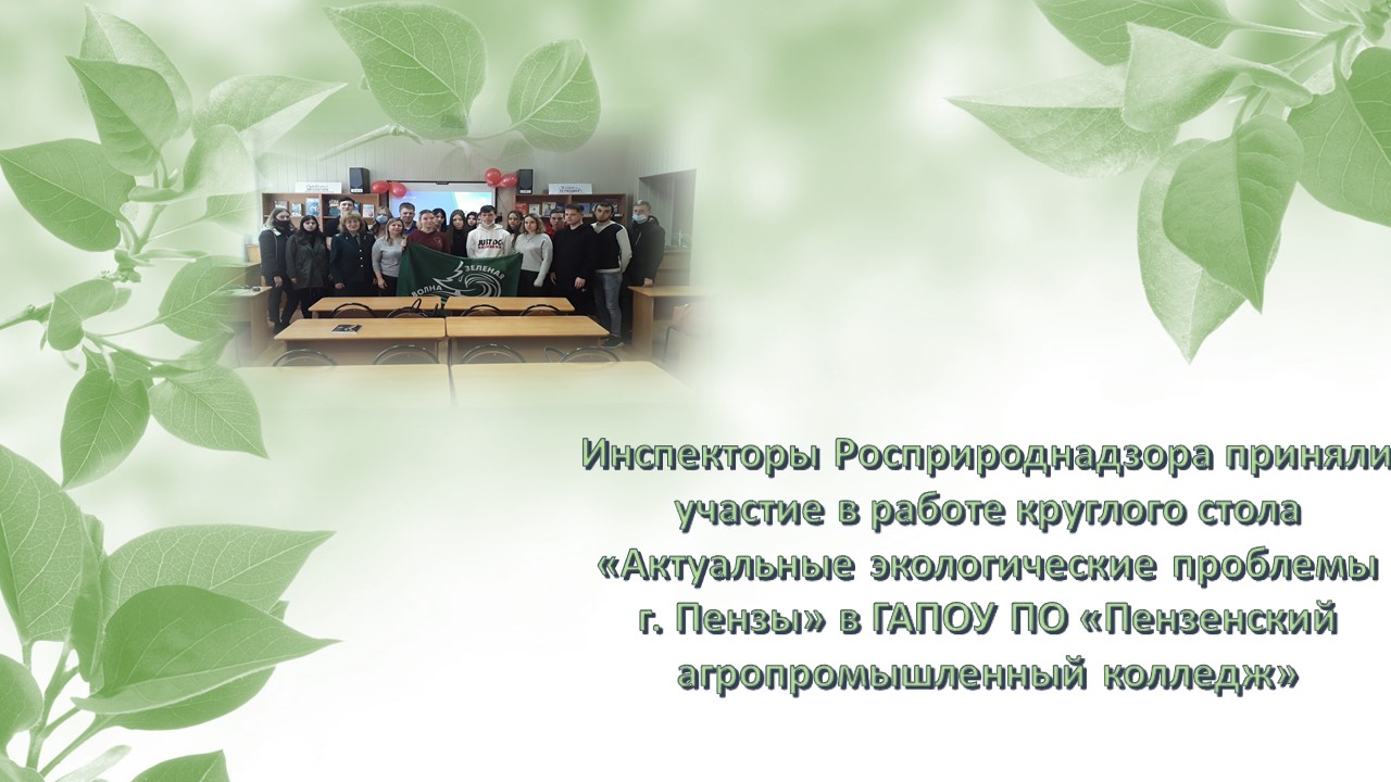 Инспекторы Росприроднадзора приняли участие в работе круглого стола «Актуальные экологические проблемы г. Пензы» в ГАПОУ ПО «Пензенский агропромышленный колледж»