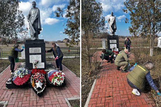 В Ростовской области сотрудники Черноморо-Азовского морского управления  Росприроднадзора приняли участие в уборке памятника погибшим в годы Великой Отечественной войны