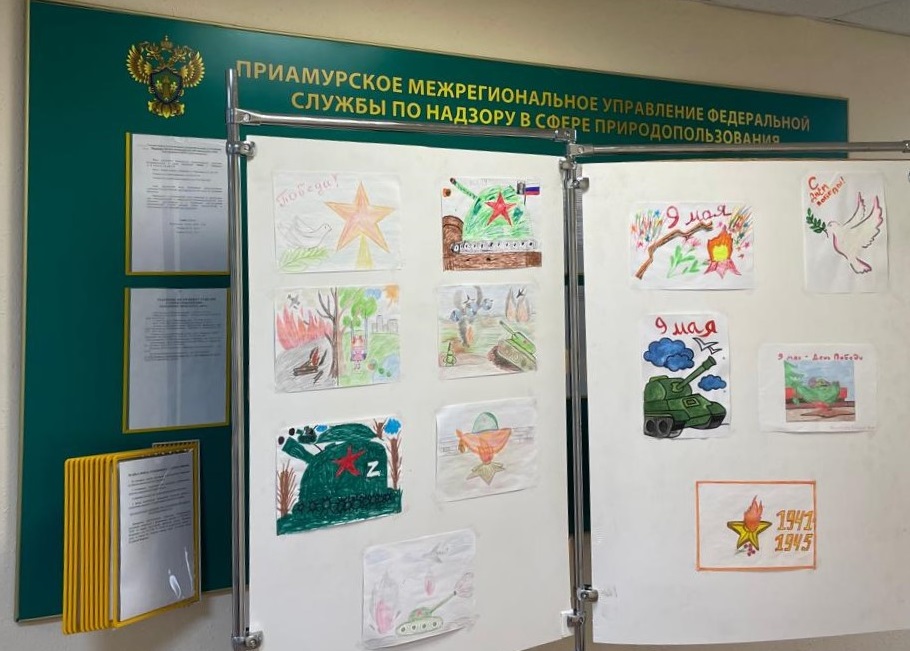 В Приамурском управлении Росприроднадзора проведена выставка рисунков детей сотрудников «Великая война. Великая Победа»