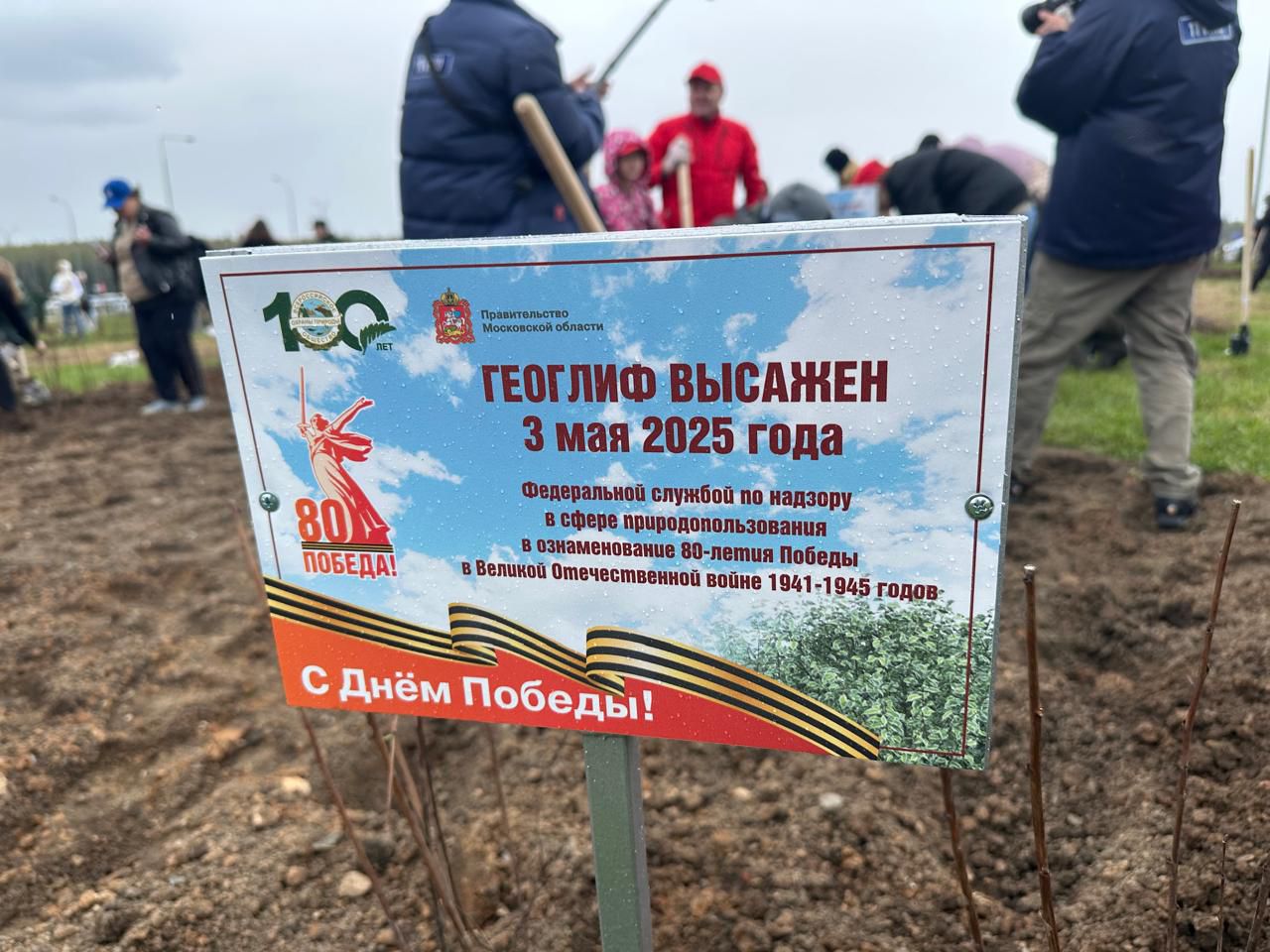 Сотрудники Межрегионального управления Росприроднадзора по Московской и Смоленской областям приняли участие в патриотической акции по высадке геоглифа «80 лет Победы»