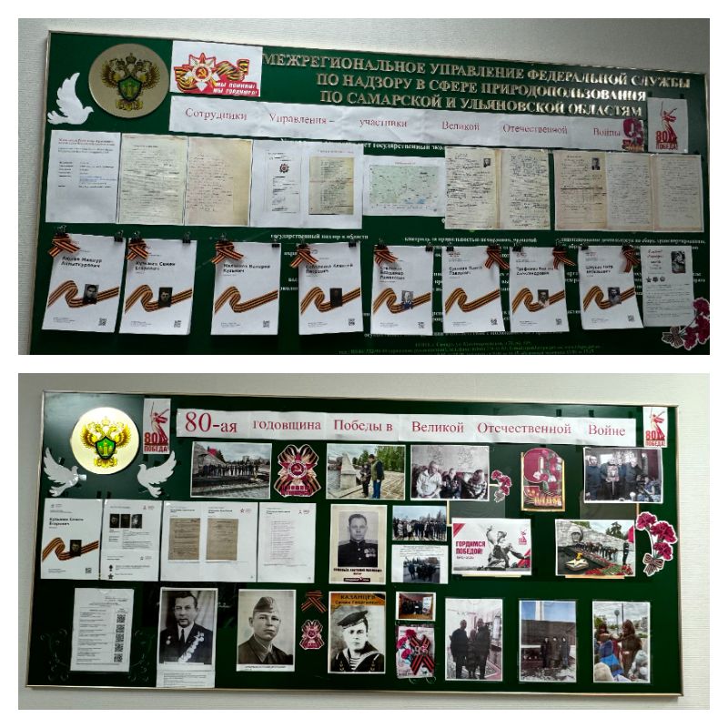 Ко Дню Победы в Межрегиональном управлении Росприроднадзора  по Самарской и Ульяновской областям оформили стенды, посвященные участникам  Великой Отечественной войны 