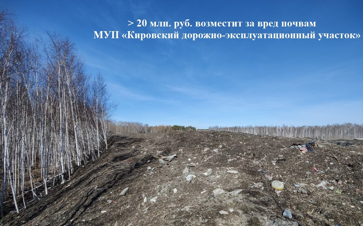 Муниципальное бюджетное учреждение «Кировский дорожно-эксплуатационный участок» возместит более 20 млн. руб. экологического вреда почвам
