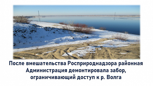 После вмешательства Росприроднадзора районная Администрация демонтировала забор, ограничивающий доступ к р. Волга