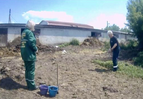В результате выездного обследования д. Макеево Кромского района Орловской области установлено складирование отходов животноводства на почве