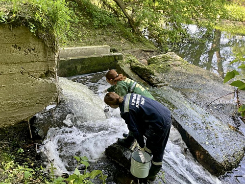 Проведено выездное обследование территории, расположенной в водоохранной зоне реки Мышега в г. Алексин, произведены отборы почв и природной воды